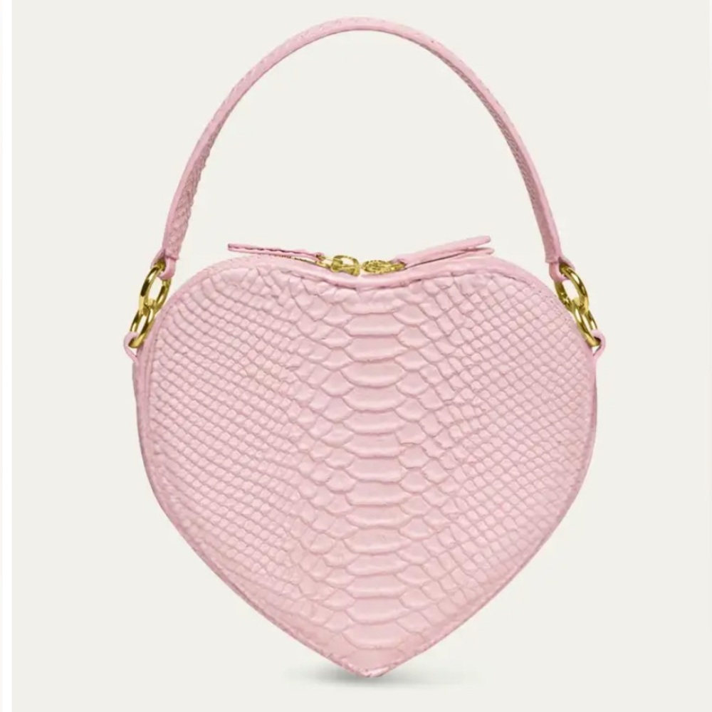 NWT LISELLE KISS
Harley Heart Python-Embossed Top-Handle Bag
